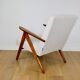 Vintage armchair B-310 VAR white structural boucle 1970s - beech-coloured wood