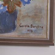 Huile sur toile originale suédoise – « Vase de fleurs » par Carola Bergling