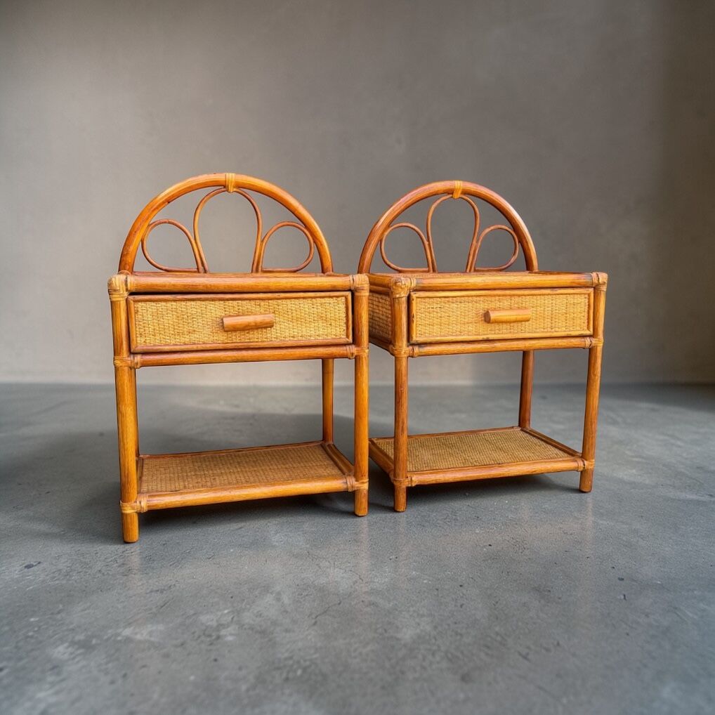 Paire de chevets en rotin 1960