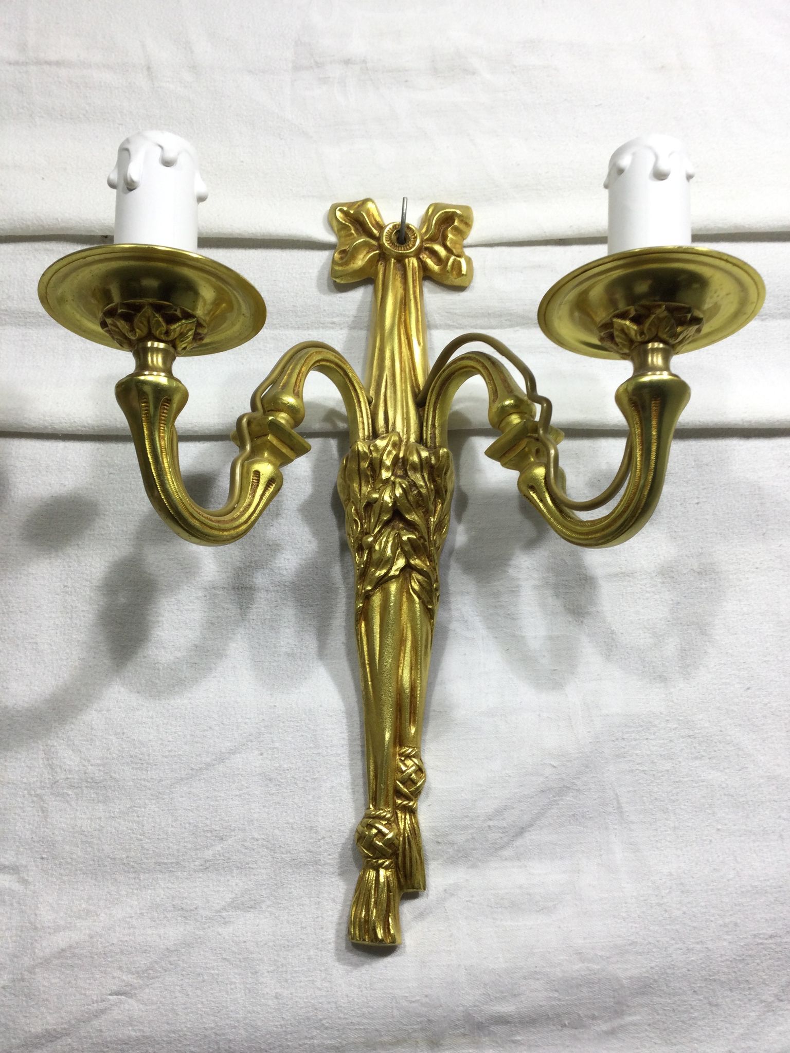 Pair of sconces Bronze 2 lights Louis XVI style