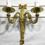 Pair of sconces Bronze 2 lights Louis XVI style