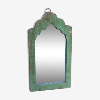 Miroir patine vert teck