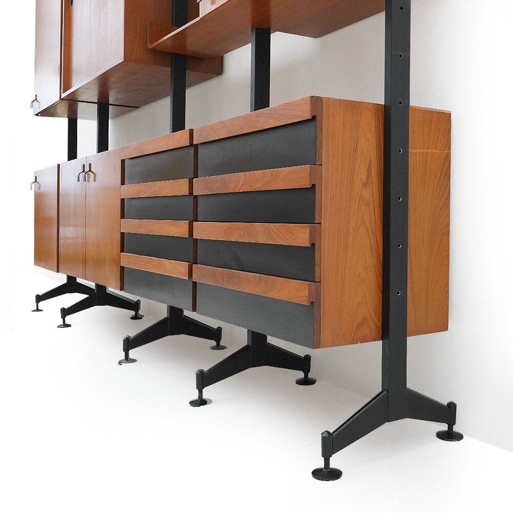 Teak bookshelf with four compartments, 1960s
