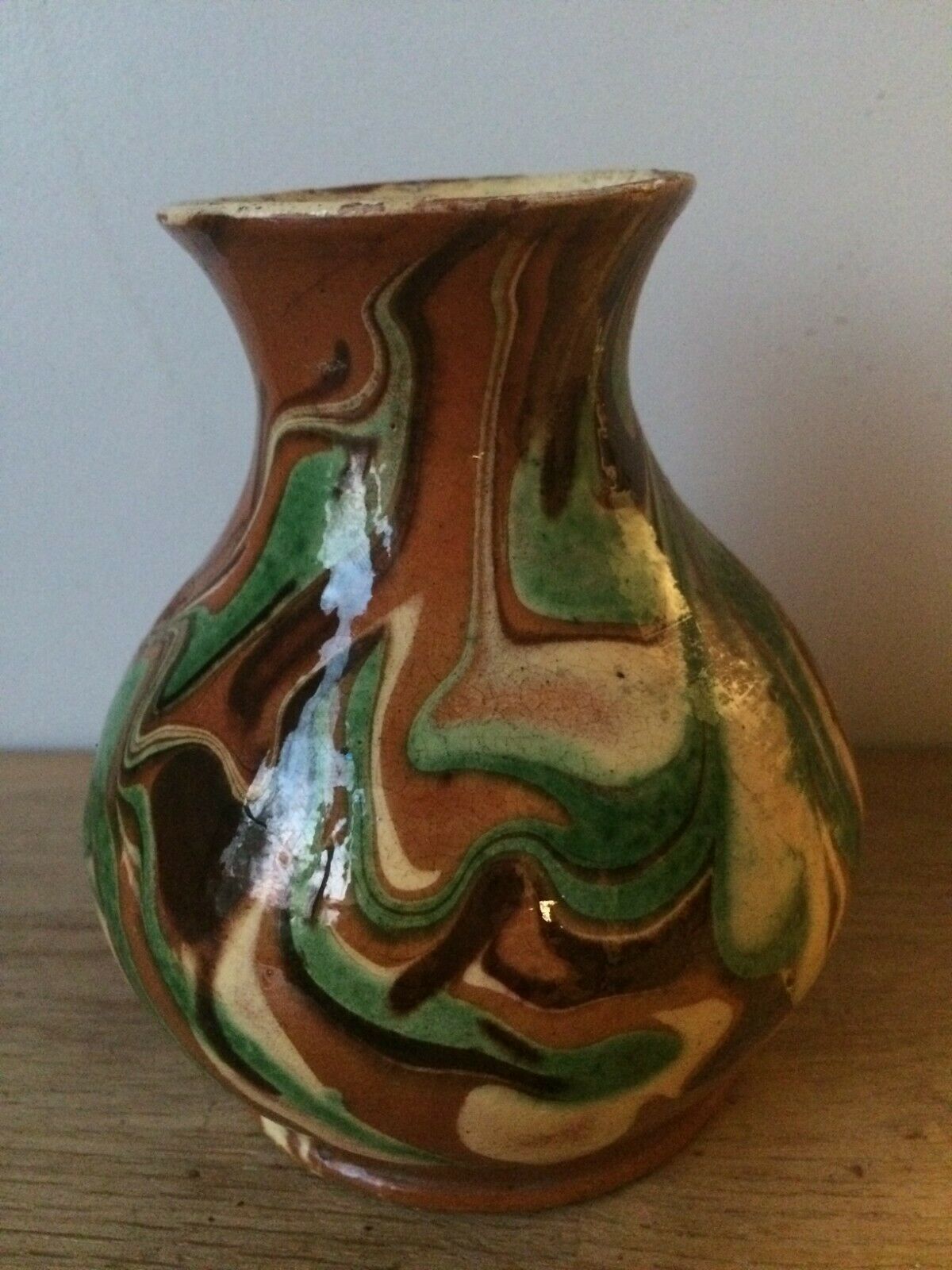 Enamelled terracotta vase Alsace Soufflenheim Savoie
