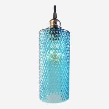 Lampe baladeuse en verre bleu vintage
