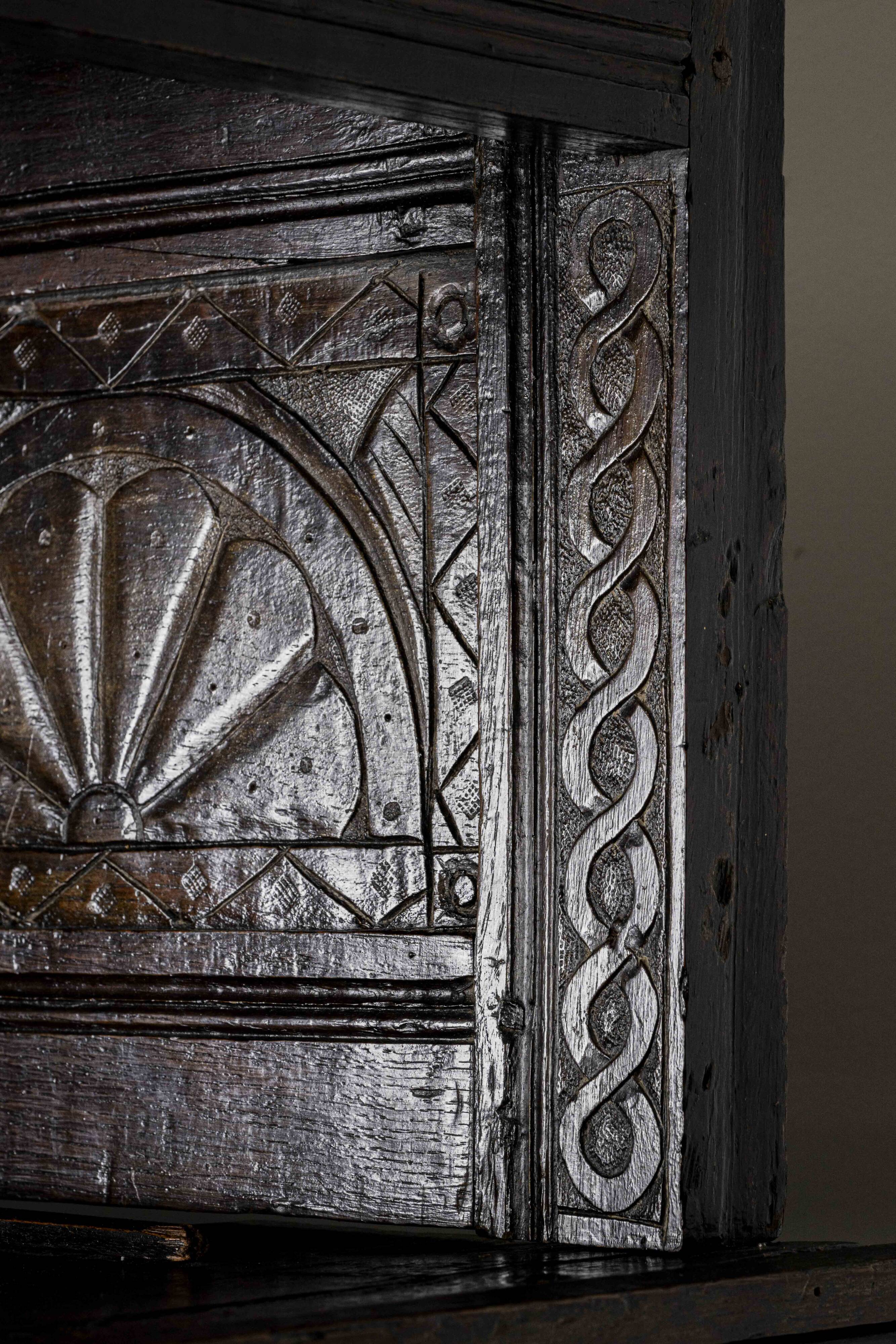 Charles II Oak Plaque, 1684, Set of 3