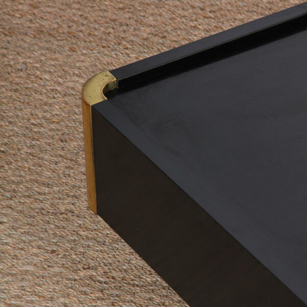 Wood and brass coffee table attributed to Willy Rizzo, 1970.