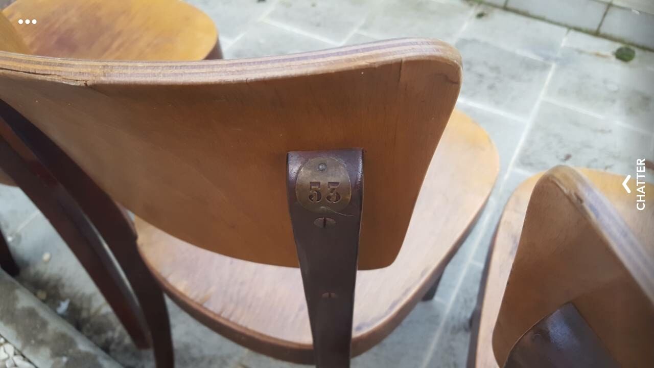 Series of four Thonet bistro chairs