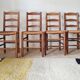 Set of 4 rustic chairs in solid oak and straw.