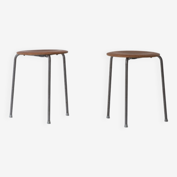 First edition pair ‘DOT’ stools by Arne Jacobsen for Fritz Hansen, Denmark 1960s.
