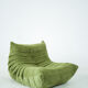 Togo Armchair and Pouf in Fresh green Corduroy