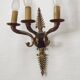 Set of 3 Bronze French Empire Style Triple Light Wall Sconces Neoclassical