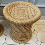Vintage 70'S rattan and rope stools