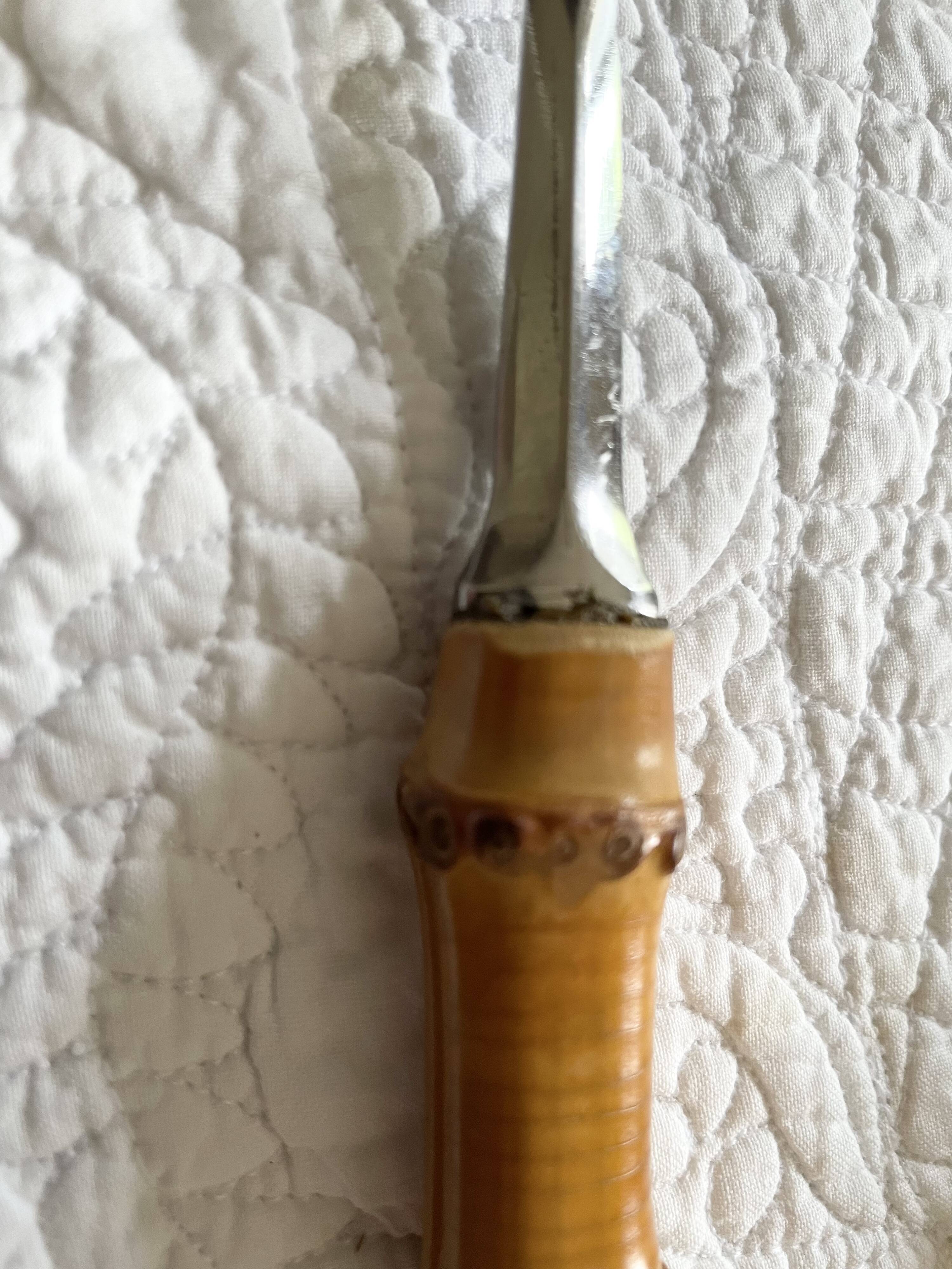 Serving cutlery with bamboo and stainless steel handles