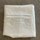 Drap ancien brodé, monogramme CA en lin et coton