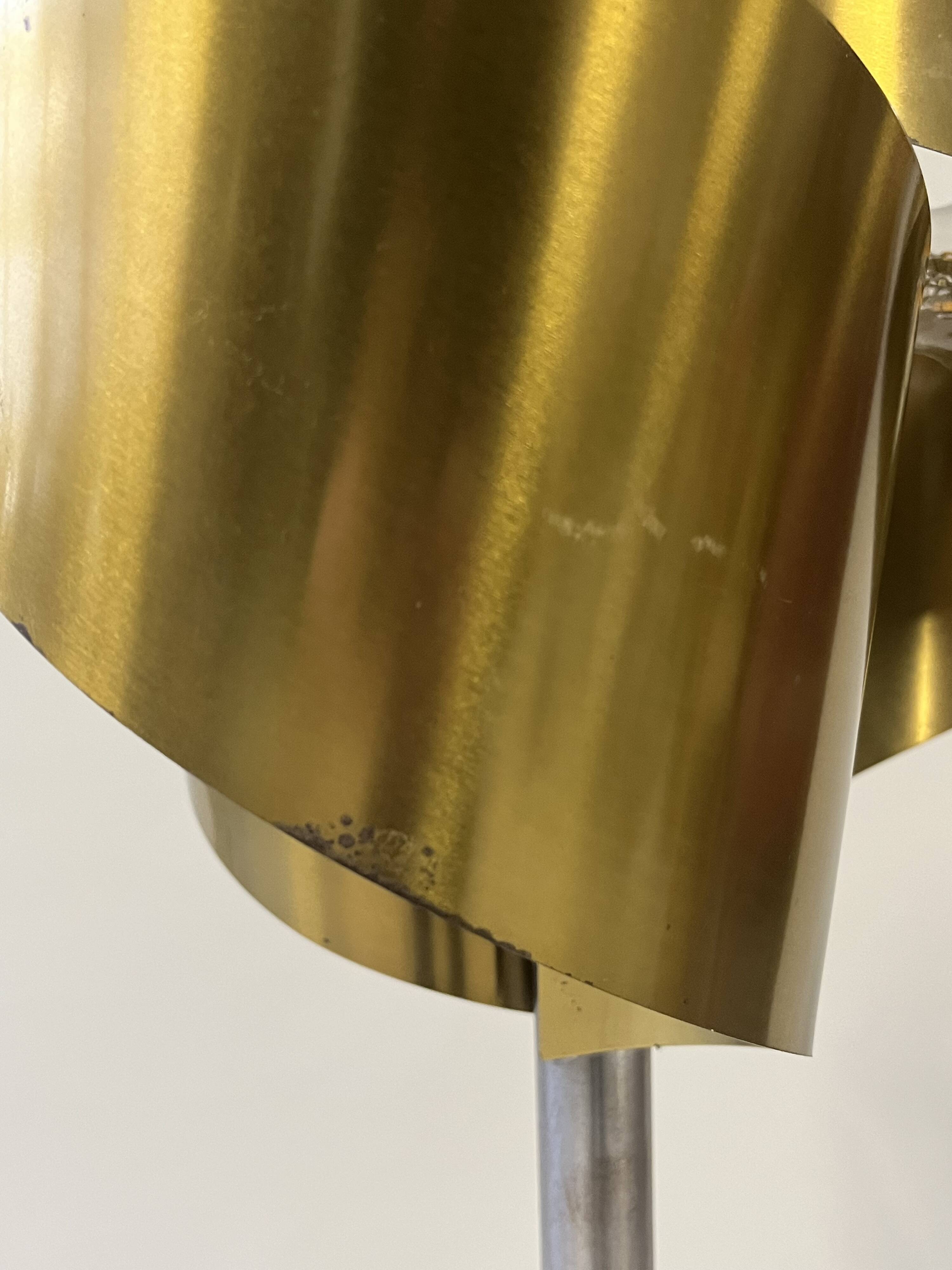 Italian Floor Lamp in Brushed Steel and Brass, 1970s