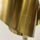 Italian Floor Lamp in Brushed Steel and Brass, 1970s