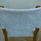 Chic 1950s bridge chairs in solid wood, white beige, hand-stitched.