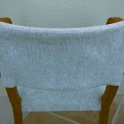 Fauteuils bridges chic année 50 en bois massif   blanc beige cousus main