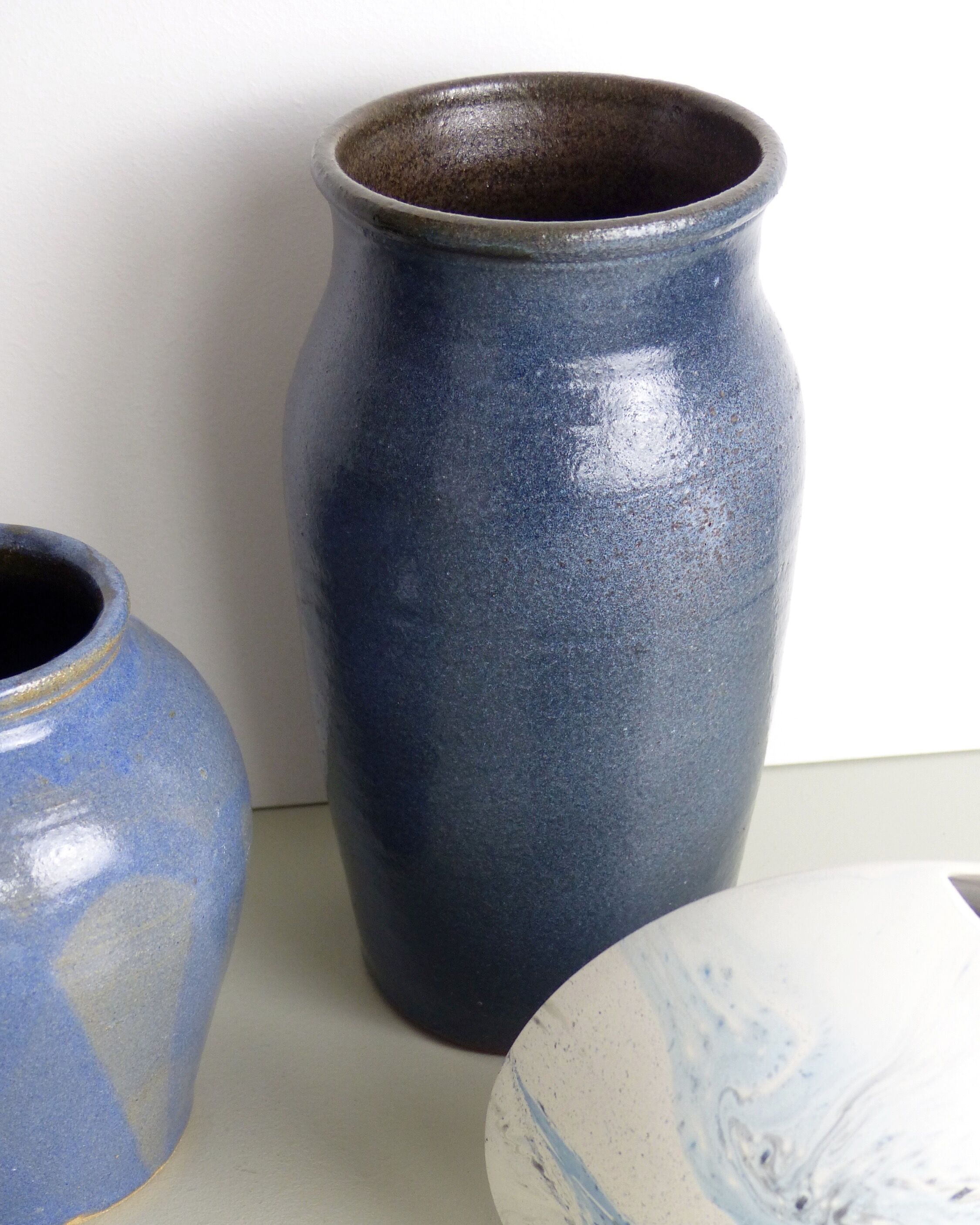Blue ceramic vase signed