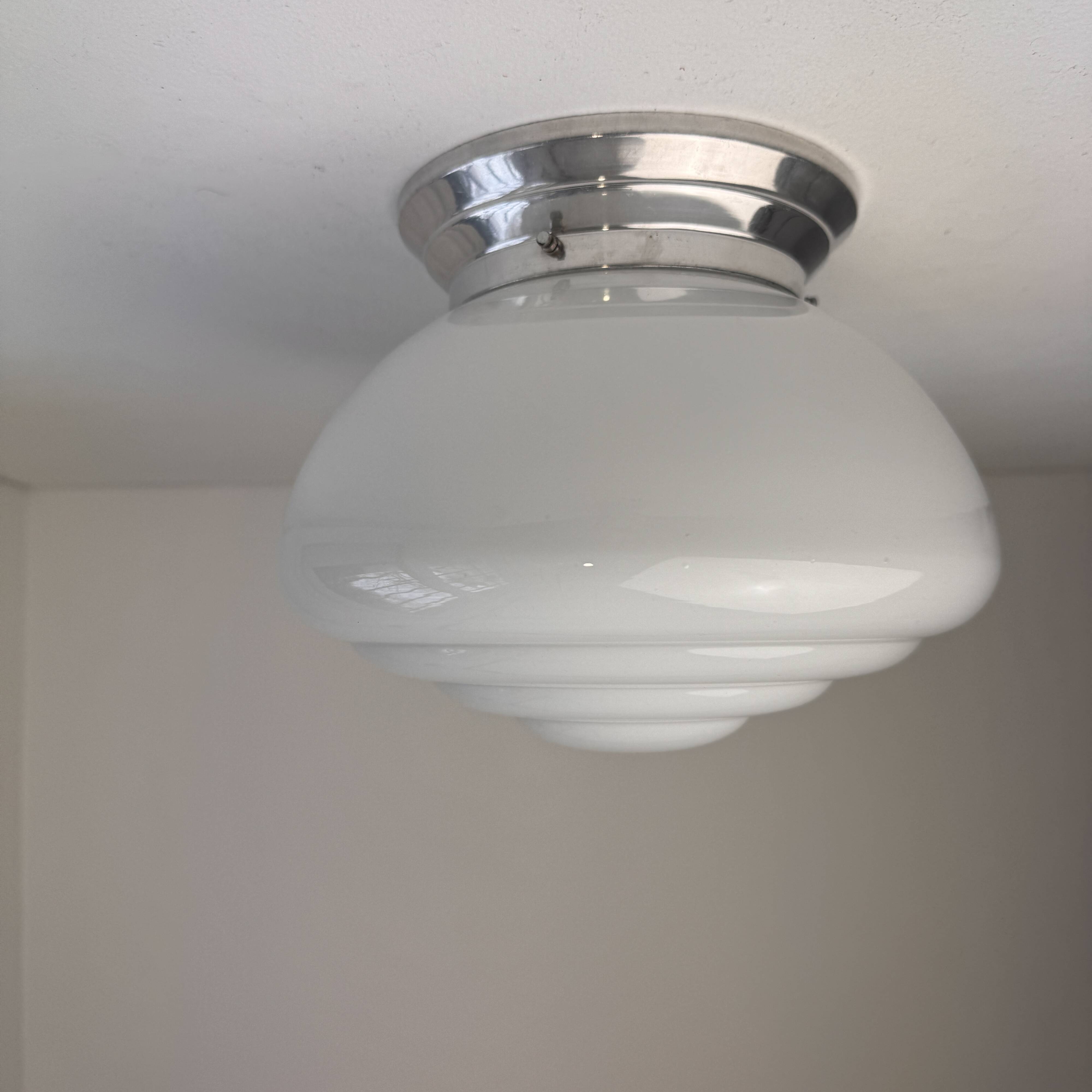 Antique applique or ceiling light in opaline art deco