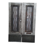 Portes doubles en bois antiques | Portes d'entrée en fer forgé et verre à bulles
