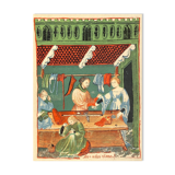 Lithographie vintage le magasin de vêtement au moyen age