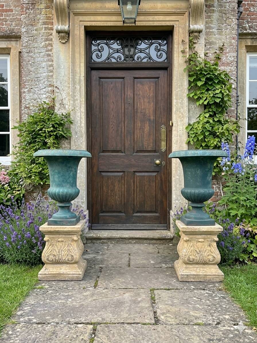 Pair of antique Medici vases in cast iron