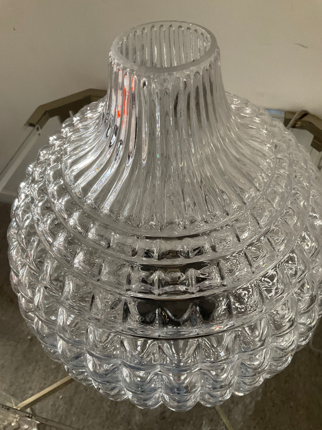 Vintage lamp from the 70s in molded glass