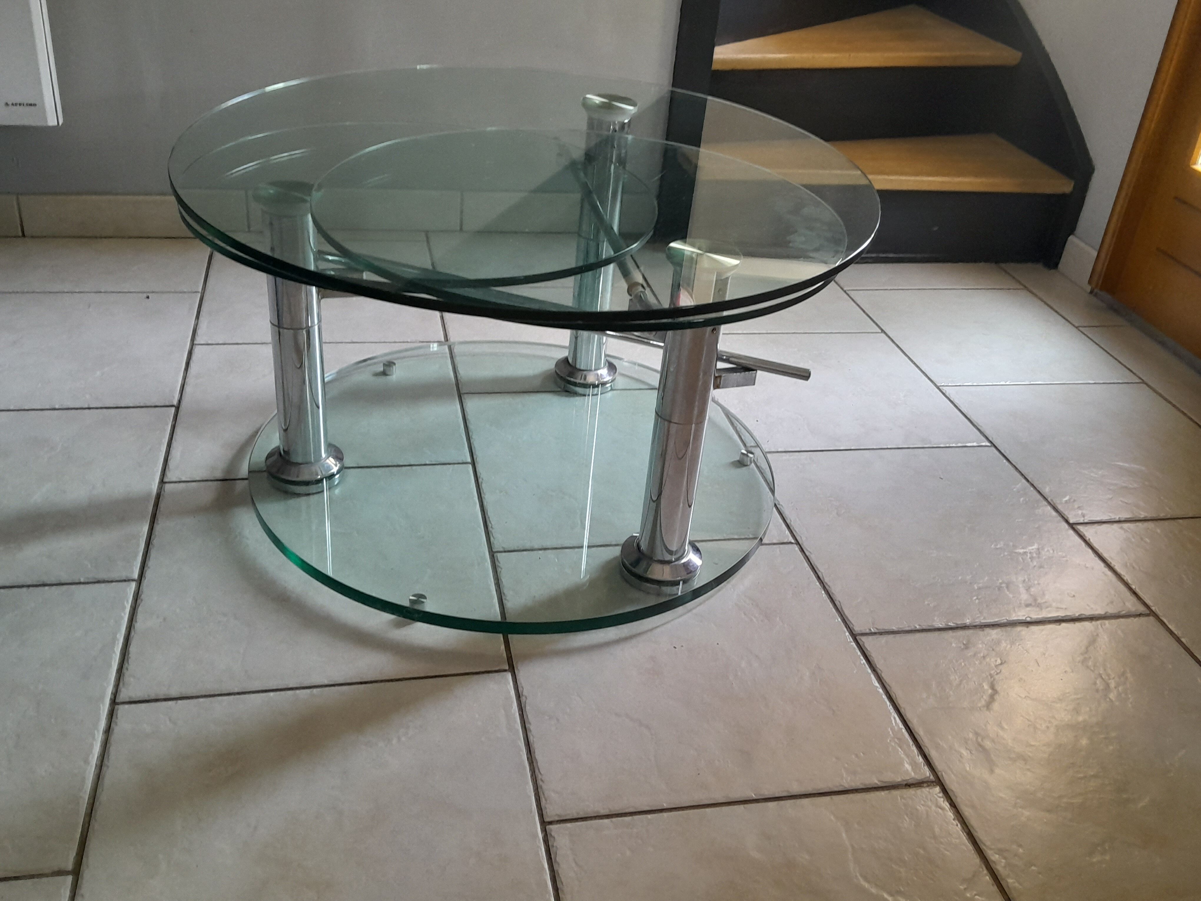 Vintage 80s 3-tier removable tempered glass coffee table
