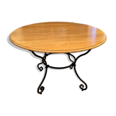 Table extensible en chêne massif avec piètement en fer forgé