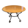 Extendable table in solid oak with wrought iron legs.