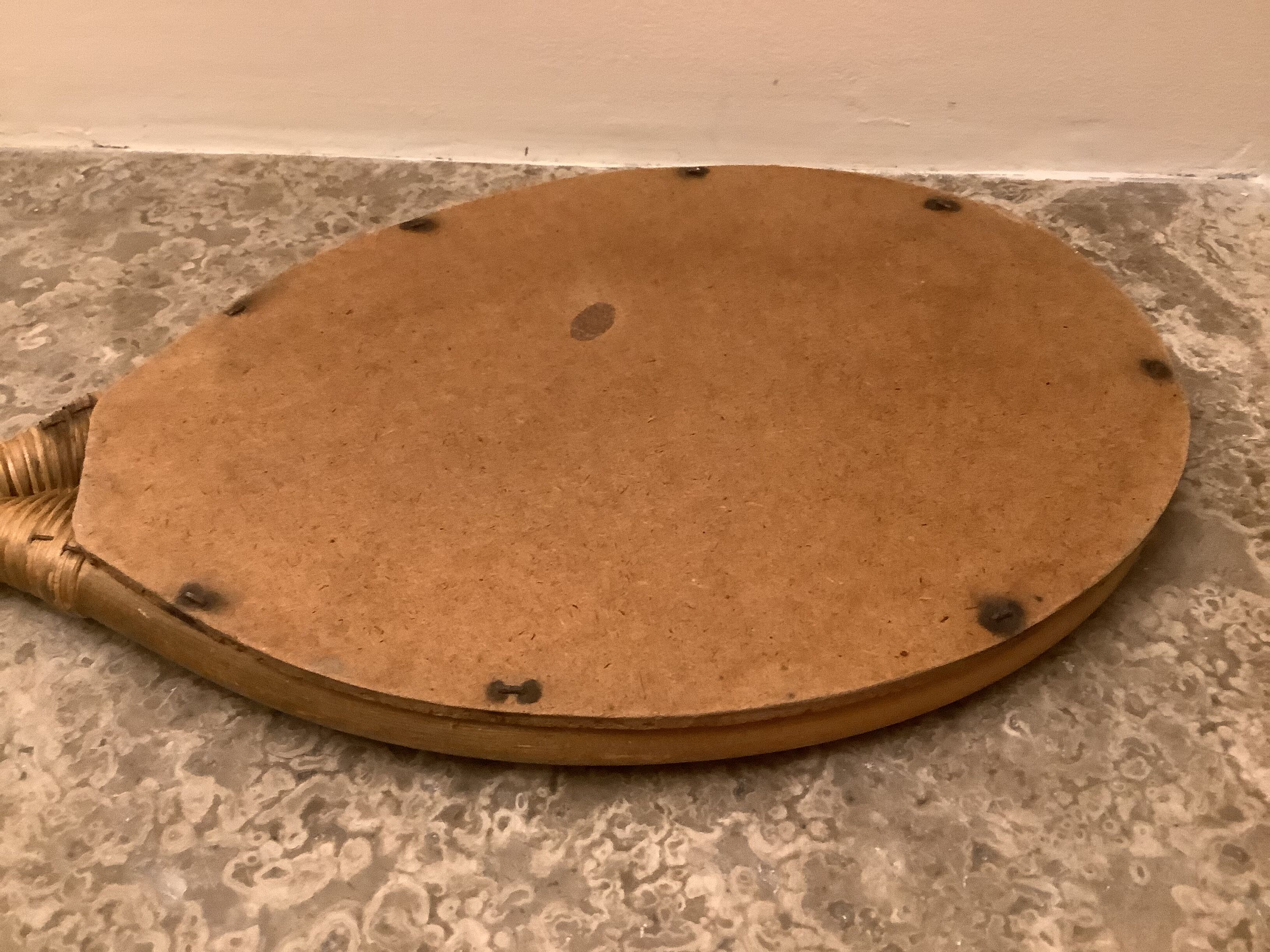 Hand mirror bamboo wicker vintage rattan