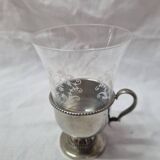 Engraved glass and glass holder early 20th century