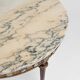French coffee table with pink marble top and Limoges plaques, ca. 1950