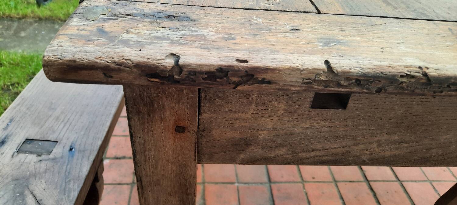 Farm table and pair of benches