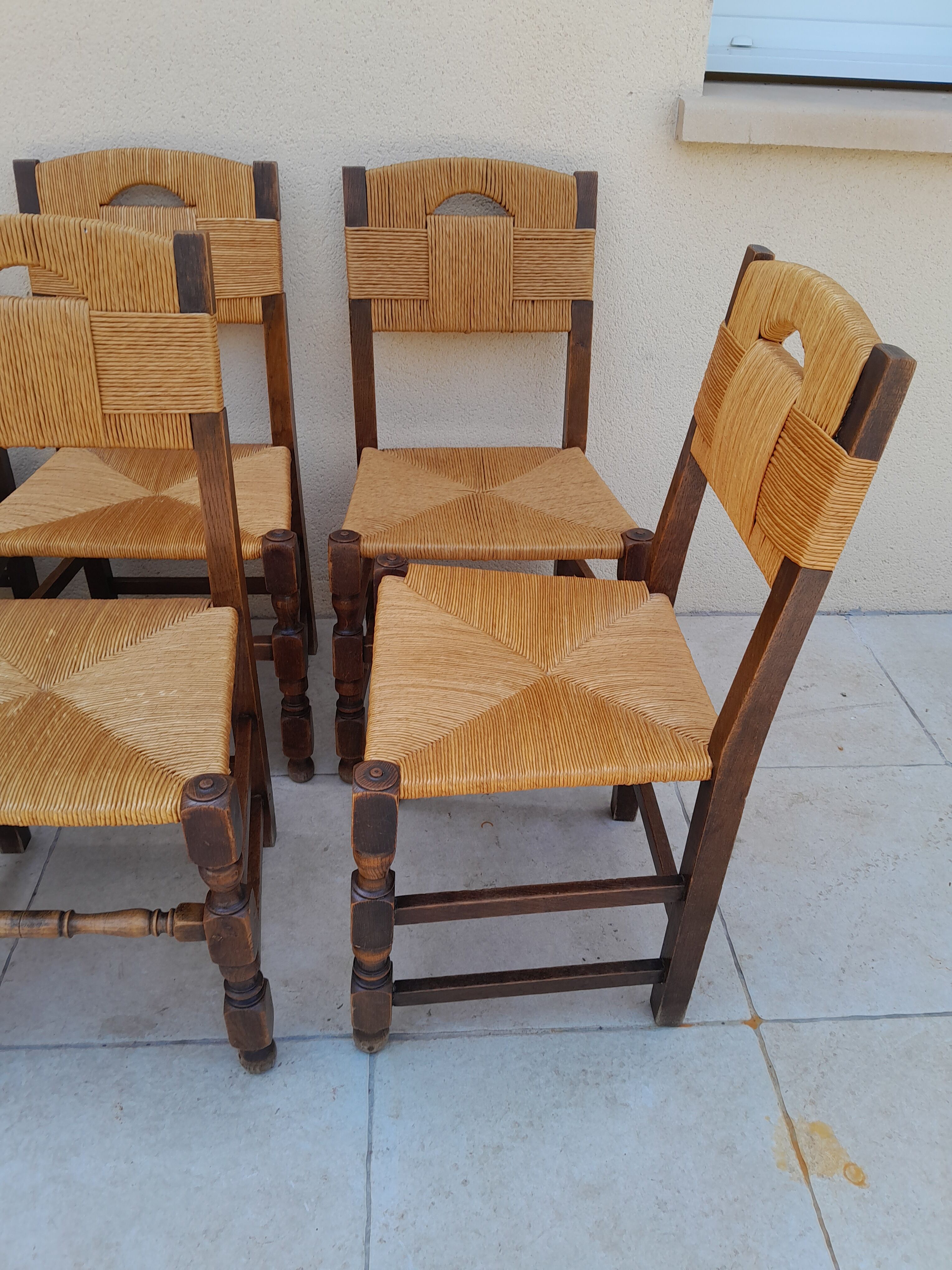 6 antique country mulching chairs