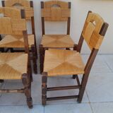 6 antique country mulching chairs