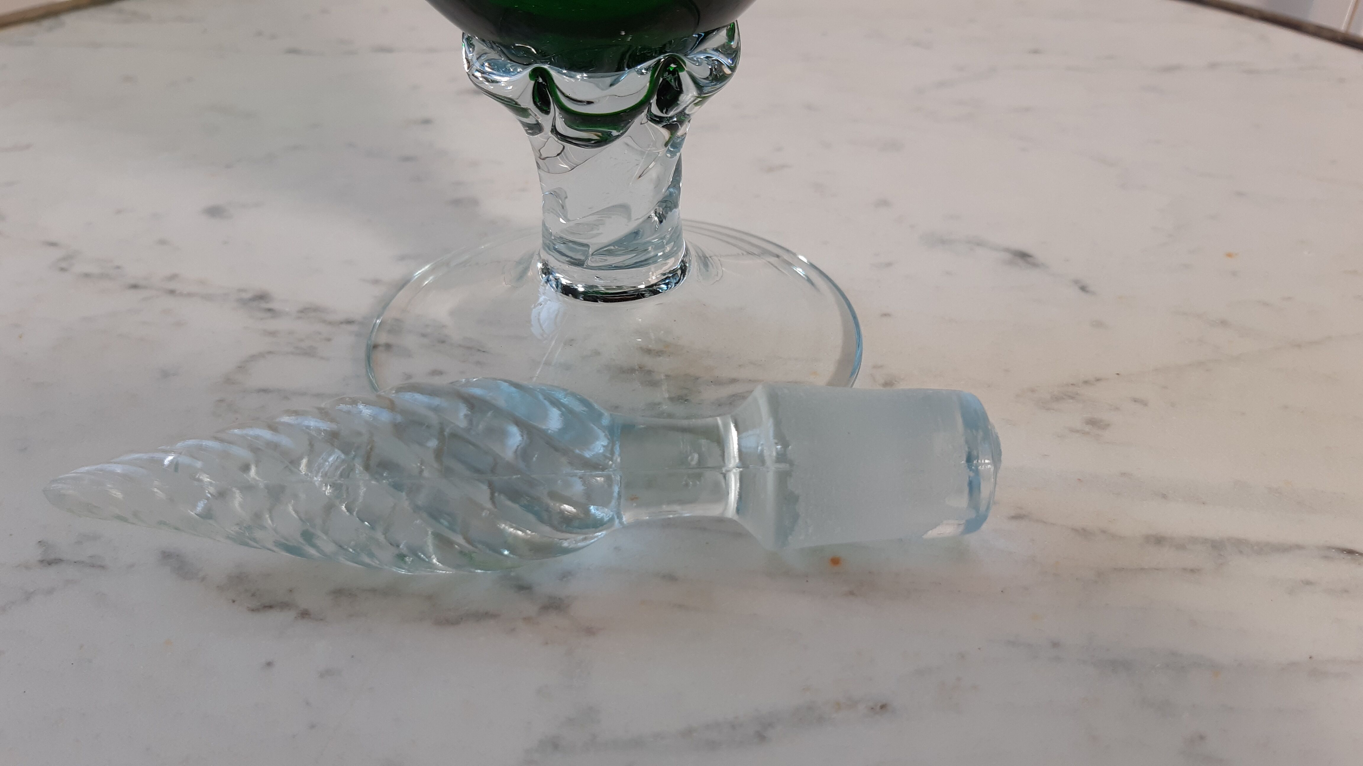 Italian carafe in blue polished glass Klein 60s