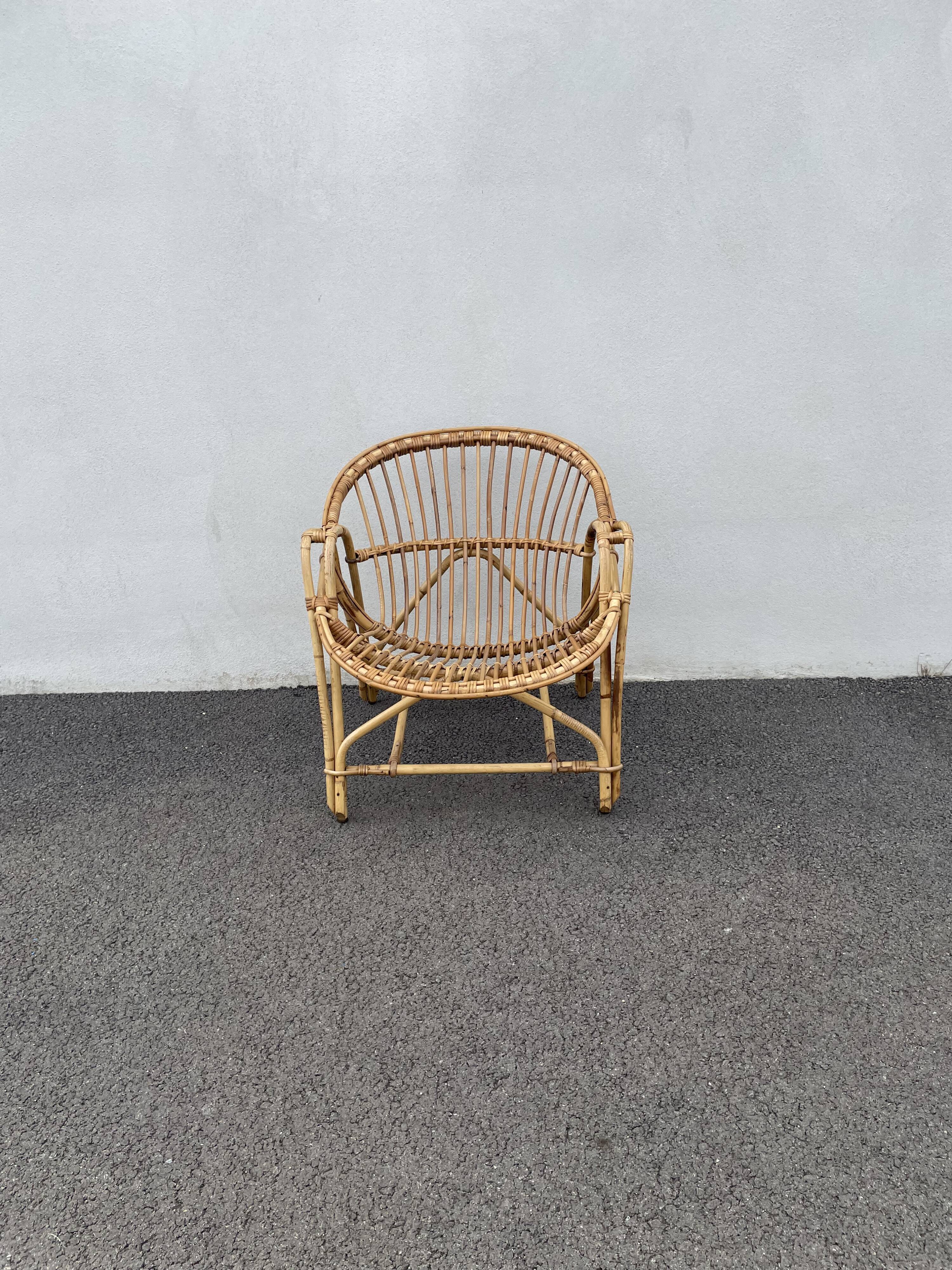 Rattan basket armchair