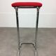 Tabouret de bar 1970 chrome et tissu rouge