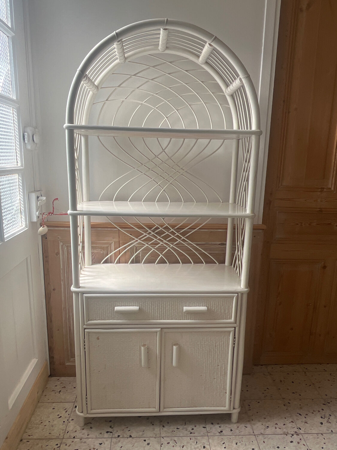 Rattan bookshelf shelf