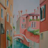 Janick LEDERLE: Small canal in Venice, original signed lithograph
