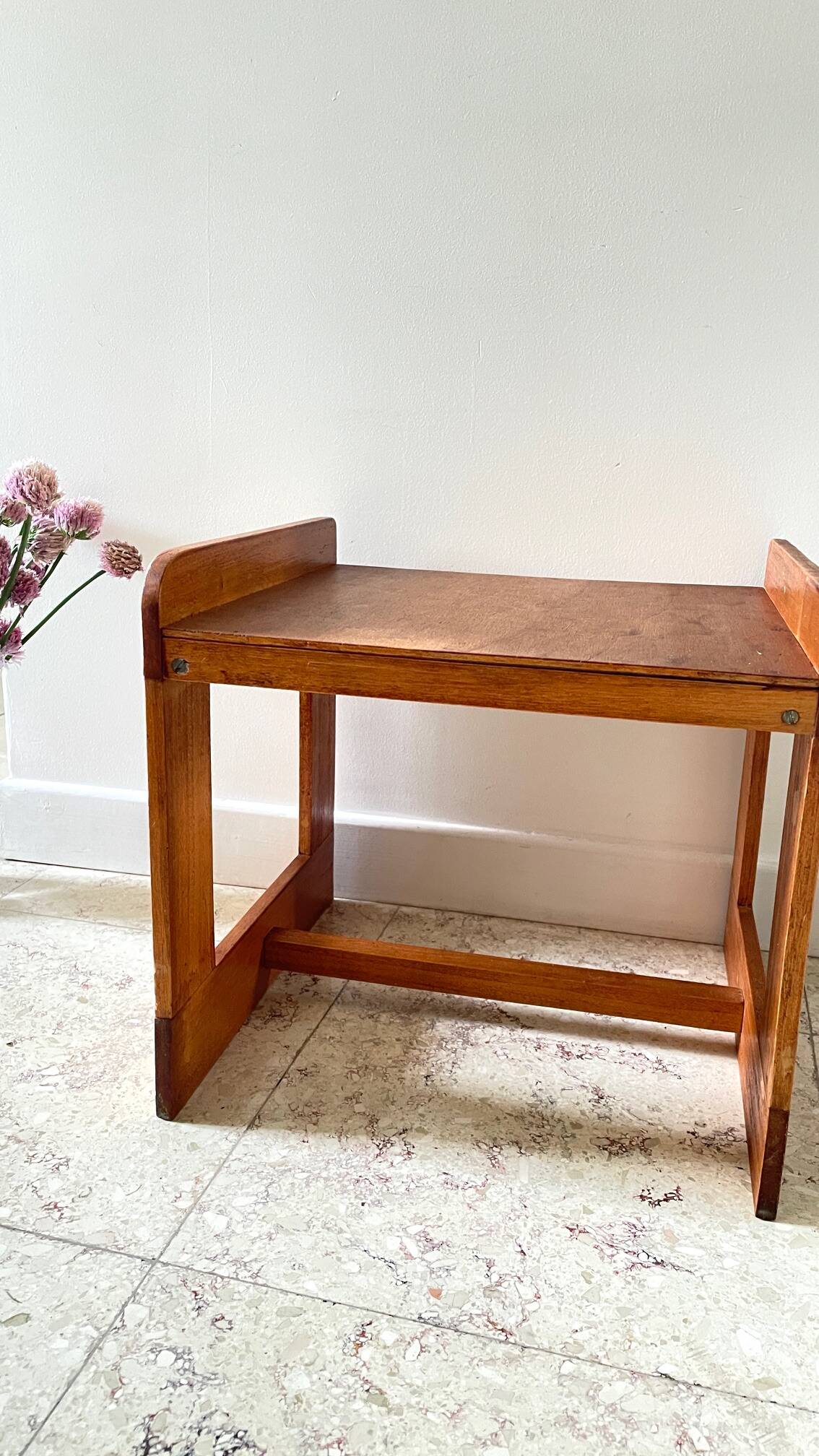 Geometric coffee table wood vintage honey