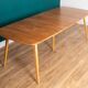 Retro Blonde Elm Model 444 Grand Plank Dining Table & 8 Goldsmith Dining Chairs