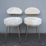 Set of 2 Pelfran vintage ivory fur chairs