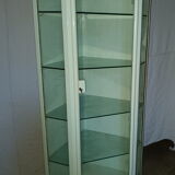 Painted metal ophthalmologist's corner display case, early 20th century