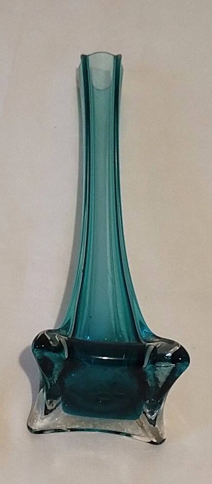 Blue colored glass soliflore vase