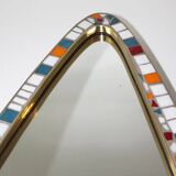 Mosaic and brass mirror, free form, Holland, 50's.