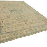 Hand-knotted anatolian vintage 1970s 263 cm x 348 cm beige wool carpet